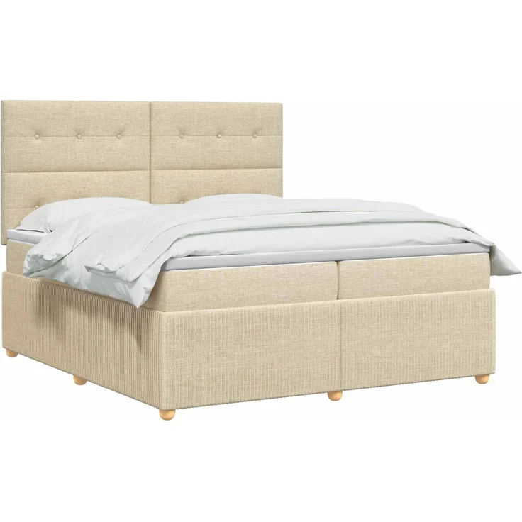 vidaXL Boxspringbett mit Matratze Creme 200 x 200 cm Stoff 3454478 – Bild 3