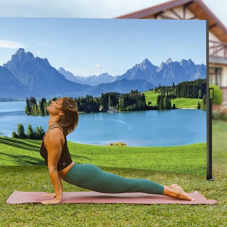 Seitenmarkise ausziehbar links, 160 cm hoch, Seitenrollo mit Fotodruck Berge – Bild 6