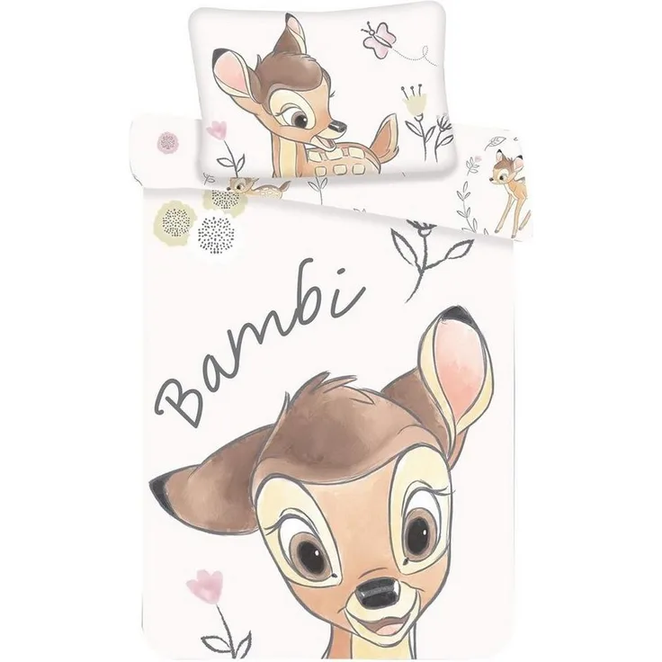 Bambi Baby Kinder Bettwäsche Set 100x135 cm + 40x60 cm 100 % Baumwolle