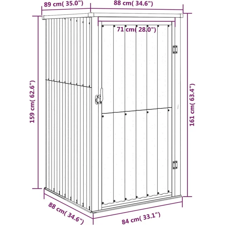 vidaXL Gerätehaus Anthrazit 88x89x161 cm Verzinkter Stahl 316207 – Bild 8