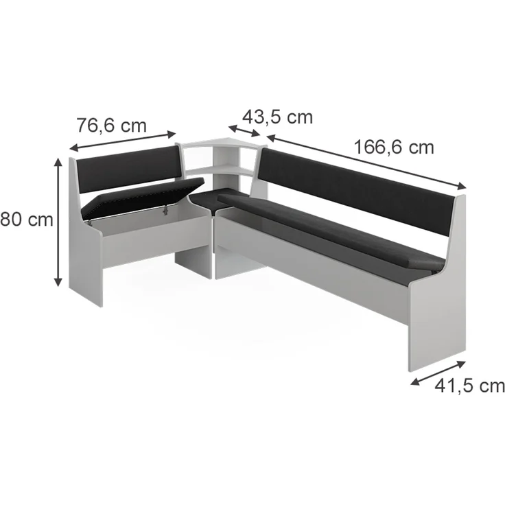 Eckbankgruppe Roman Weiß 120.1x210.1 cm Vicco – Bild 2