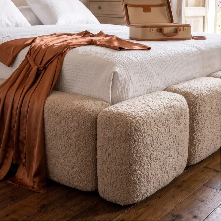Muffo Polsterbett SUENO Metalllattenrost, Bettkasten, Bouclé-Stoff (Ein Doppelbett 140x200 / 160x200 / 180x200 / 200x200 cm), mit Kopfteil Frei Verwendungsstelle, Metalllattenrost – Bild 3