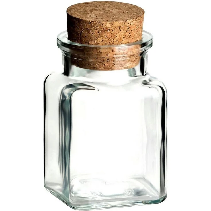 gouveo Vorratsglas Gewürzgläser 150 ml eckig mit Korken - Korkengläser mit Korkverschluss, (12-tlg) – Bild 2