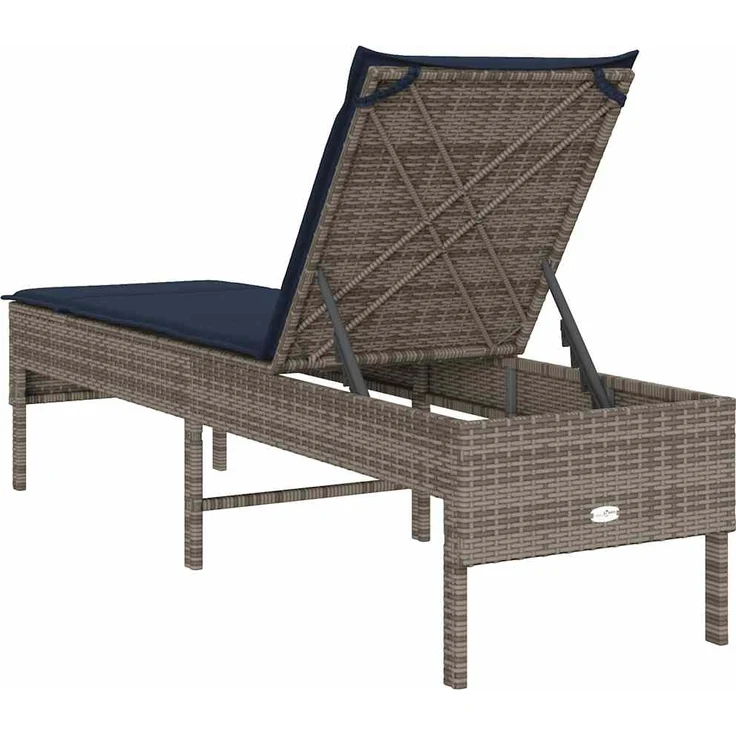 vidaXL Sonnenliege mit Auflage Grau 55x200x44 cm Poly Rattan 4104106 – Bild 6