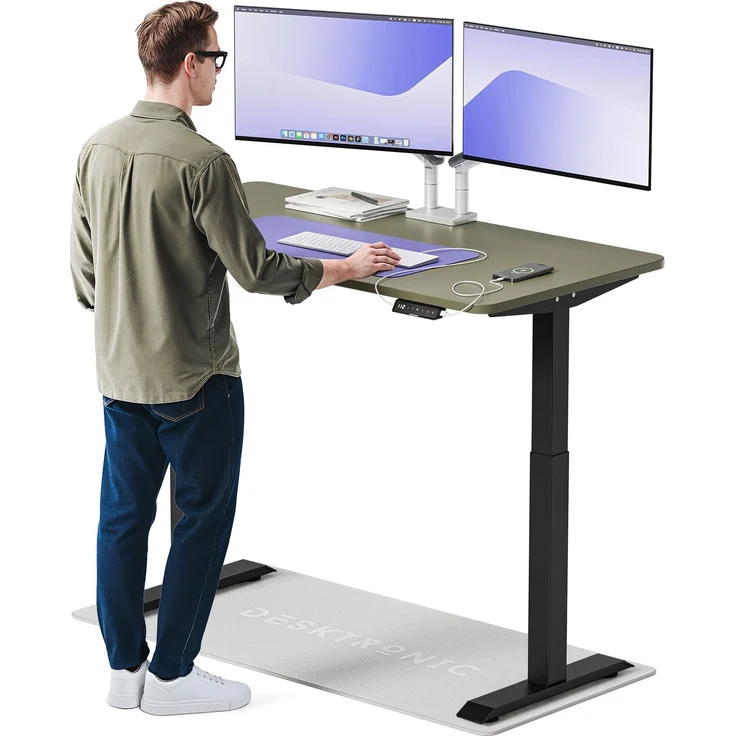 Desktronic HomeOne Elektrisch höhenverstellbarer Schreibtisch 140x70cm Schwarz/Grün mit Memory-Funktion, Anti-Kollisions Technologie, USB-A und USB-C-Ladeanschlüssen – Bild 1