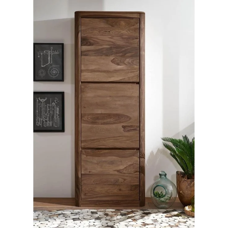 Dielenschrank Sheesham 70x37x200 rot-braun gebeizt TORONTO #136 – Bild 4