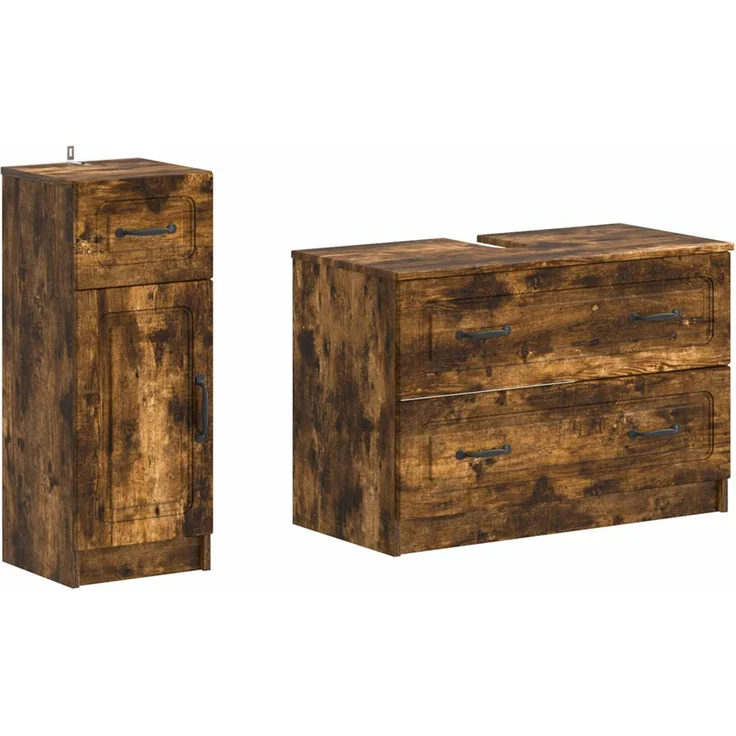 vidaXL 2-teiliges Badezimmer Schrank Set UTRECHT Raucheiche 3417734 – Bild 2