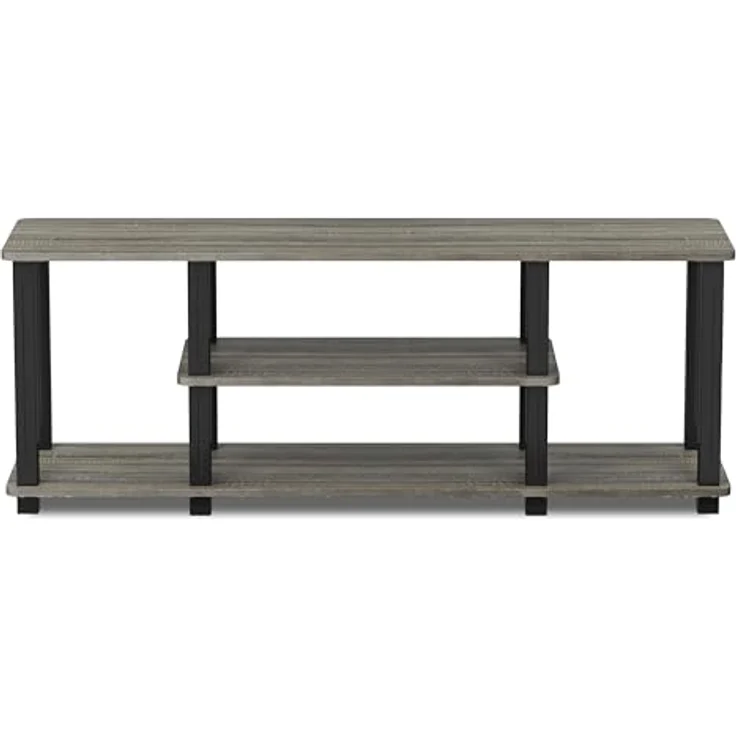 Furinno Entertainment/TV-Regal mit unterschiedlichen Ablageflächen, Französische Eiche Grau/Schwarz, 29. 72x111. 25x41. 15 cm – Bild 6