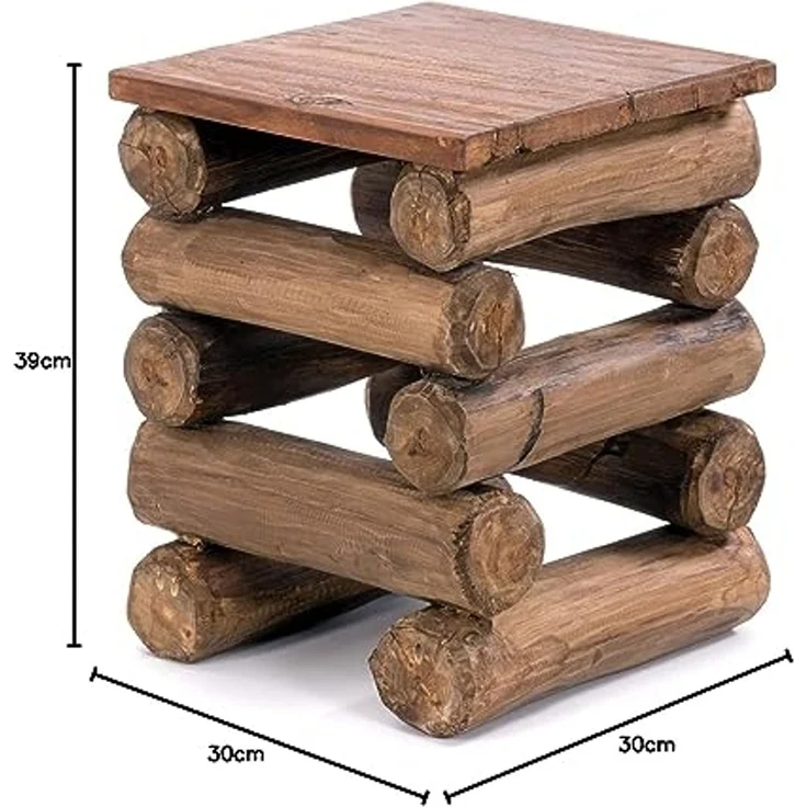 Hocker BLOCK 38 Teak Massivholz naturfarben – Bild 3