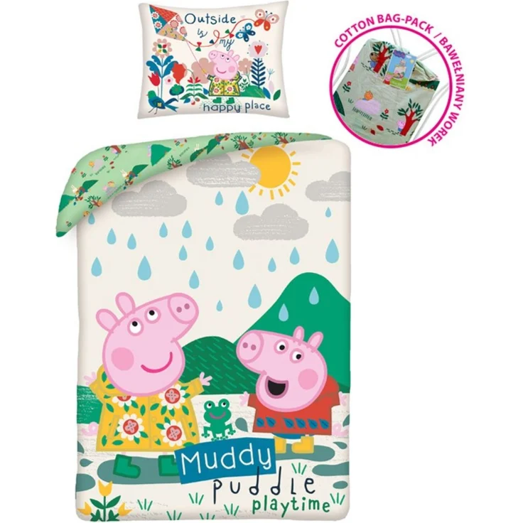 Peppa Pig Bettwäsche Set aus Baumwolle Bettdeckenbezug 140 × 200 cm mit 70 × 90 cm Kissenbezug – Bild 2