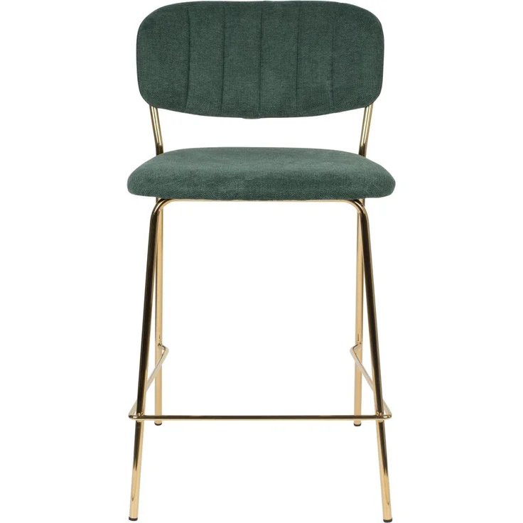 Barhocker Jolien im 2er-Set, Dunkelgrün mit goldenem Metallgestell, gepolstert, Stoffbezug, Sitzhöhe 65 cm – Bild 2