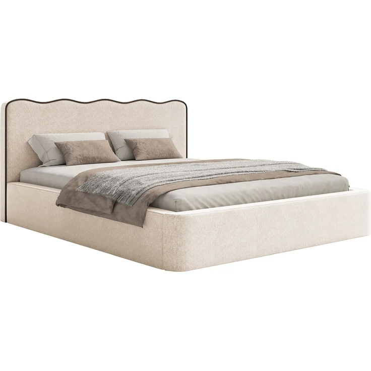 Selsey 'Duney' Polsterbett mit Bettkasten, Strukturstoff, hellbeige, 160x200 – Bild 1