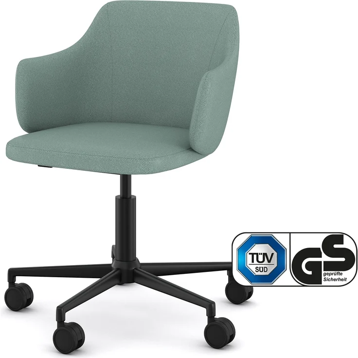 ASSMANN Schalenstuhl Consento Triest gepolstert mit Rollen Grün 56x58x79cm Metall Textil – Bild 1