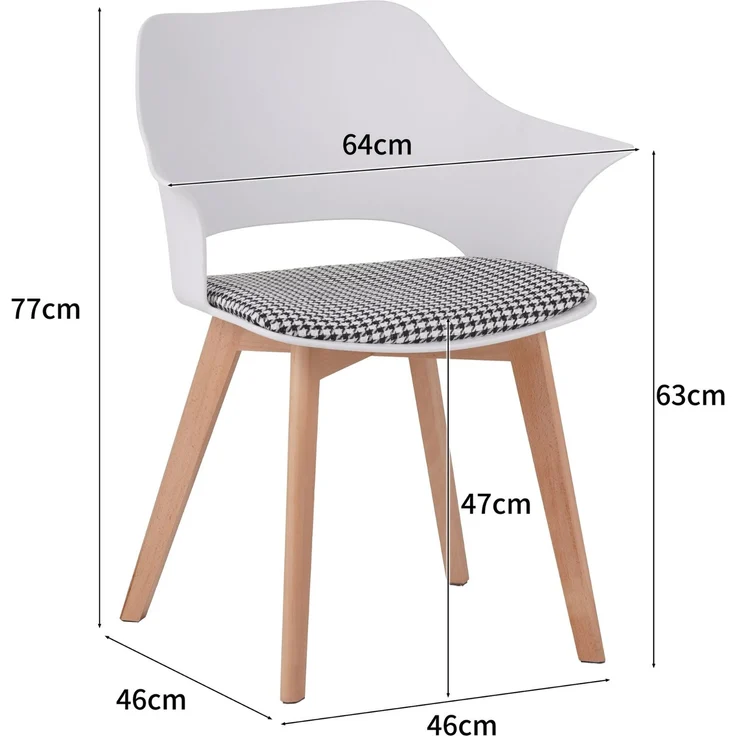 ALBATROS Esszimmerstühle 4er Set AALBORG, Weiß - Beine aus Buche Massiv-Holz, Skandinavisches Retro-Design, bequemer Schalenstuhl - Eleganter Küchenstuhl, Stuhl Esszimmer für Esstisch – Bild 4