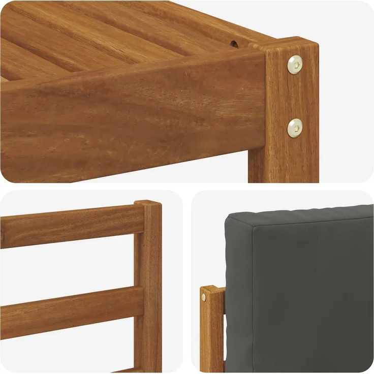 vidaXL Outdoor-Sofagarnitur mit Kissen 7 pcs Natur und Anthrazit 3366660 – Bild 8