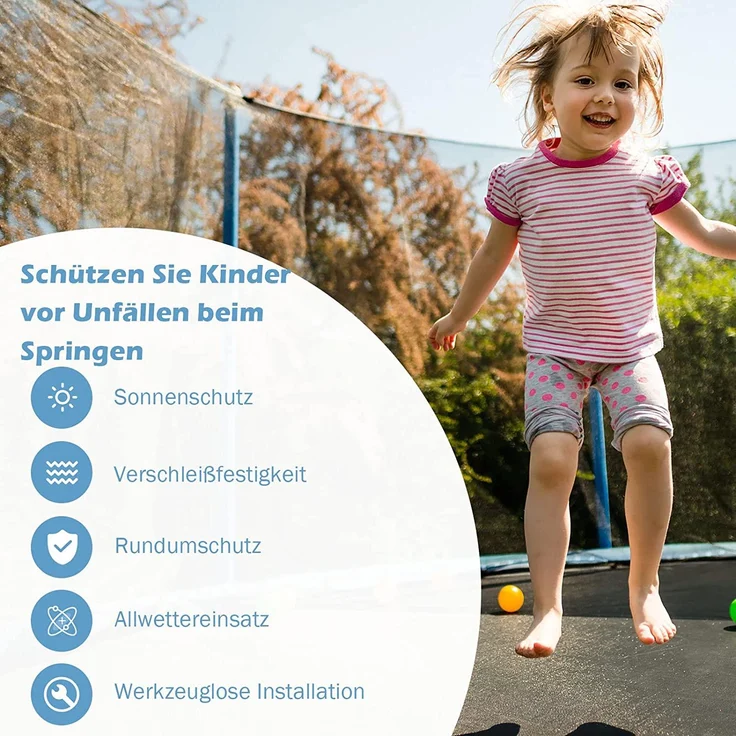 COSTWAY Ø427cm Trampolin Sicherheitsnetz für Gartentrampoline, Ersatznetz innenliegend mit Reißverschluss und Schnallen, 8 Stangen, Netzhöhe 180 cm – Bild 4