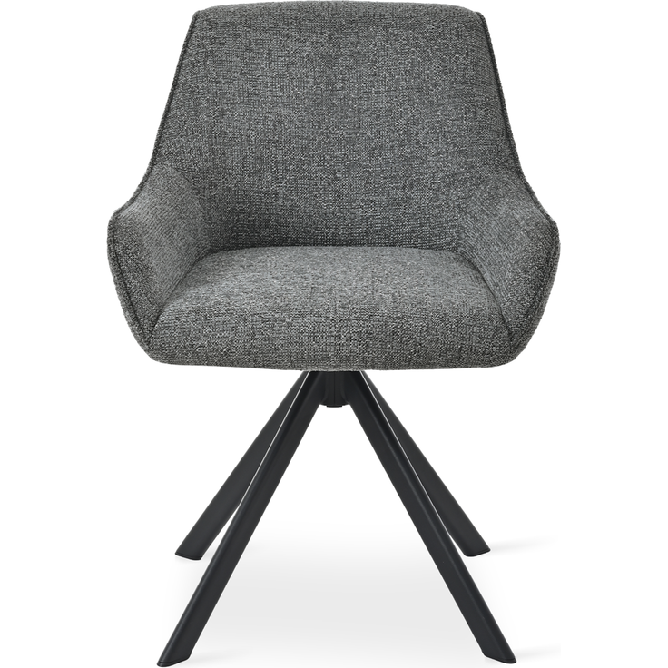 GOEURVANT 1178 Esszimmerstühle 4er-Set mit Armlehnen, 360° Drehbar, Chenille - Schiefergrau – Bild 8