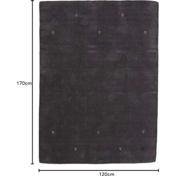 carpetfine 'Gabbeh Uni' Wollteppich, reine Wolle, Grau, 120x170 cm – Bild 3