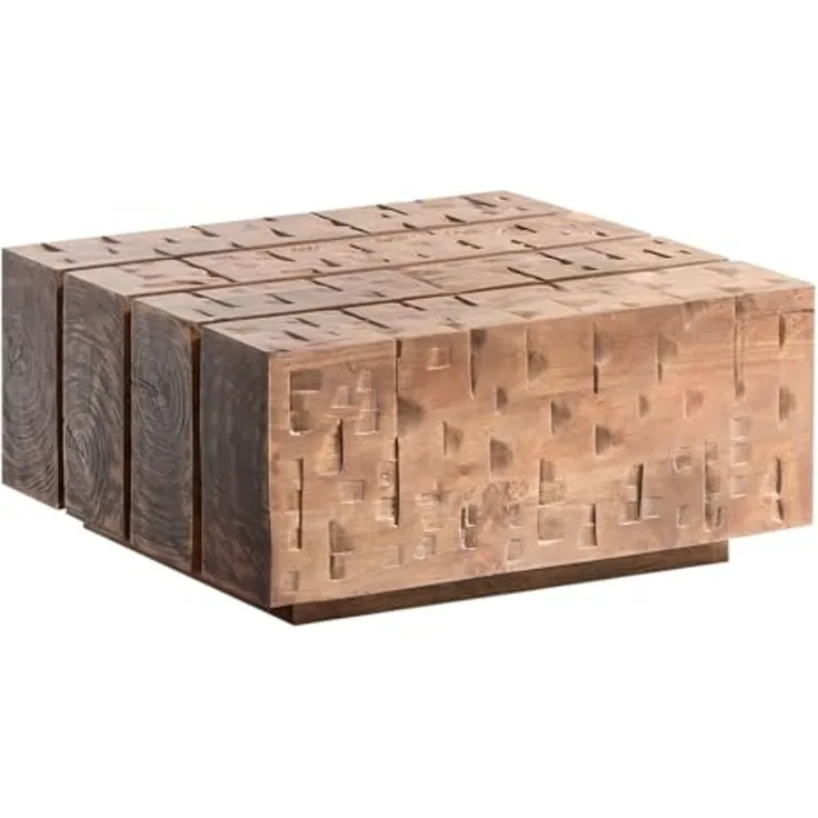 Couchtisch Otara 70x70 aus Mangoholz | Rustikaler Wohnzimmertisch