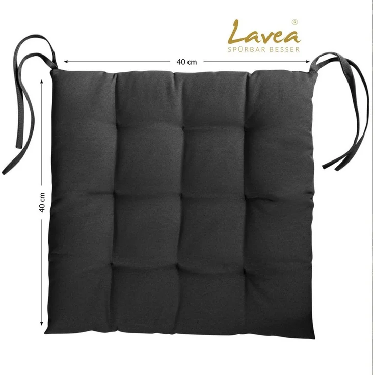 Lavea Stuhlkissen Lavea® Sitzkissen & Stuhlkissen 40x40 cm – 4er/8er Set, 40x40x3 cm, mit Stoffbändern, Indoor & Outdoor, für Garten & Balkon – Bild 4