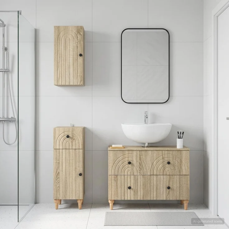 vidaXL 3-teiliges Badezimmer-Schranksystem ALKMAAR Sonoma-Eiche 3417749 – Bild 1