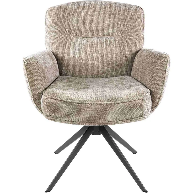 Armstuhl Azora 2er-Set mit Drehfunktion mit Chenille-Bezug, Sand – Bild 3