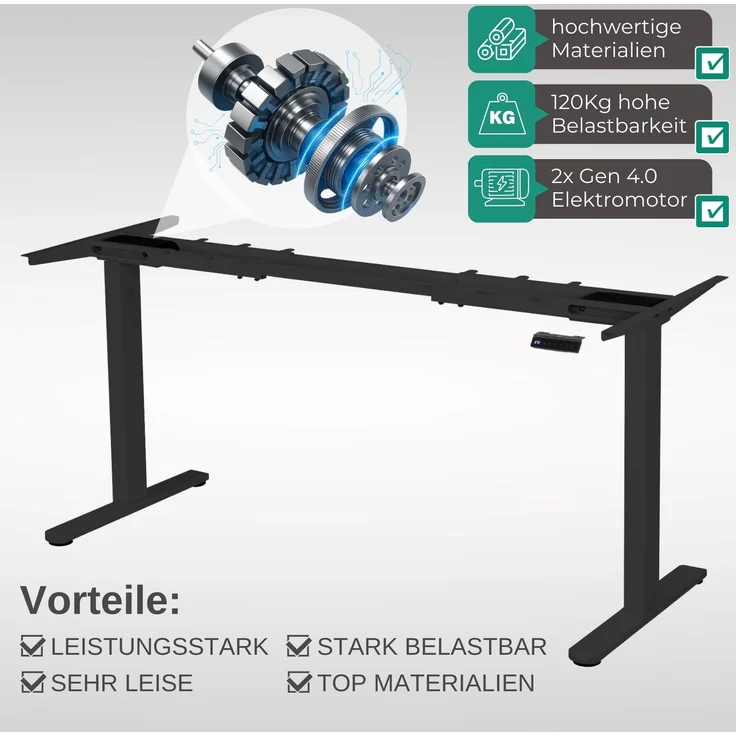 Albatros höhenverstellbares Schreibtisch Tischgestell elektrisch | LIFT S5 Schwarz | Gestell, Tischbeine, Tischfüße Metall | Display | 120Kg belastbar – Bild 3