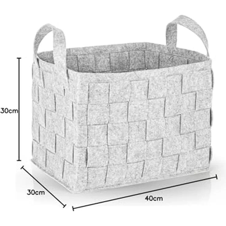 N8WERK Aufbewahrungskorb Filz 40x30x30cm hellgrau mit Henkel – Bild 10