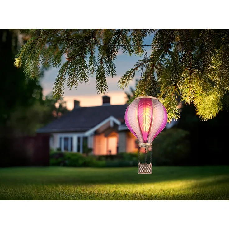 2er Set Deko Solarleuchte mit Heißluftballon in Pink & Rosa, Höhe 46,5cm – Bild 5