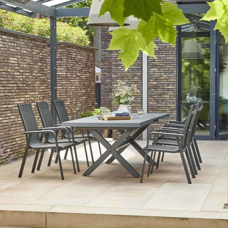 Siena Garden Tesoro Stapelsessel Alu Textilbezug silber schwarz – Bild 9