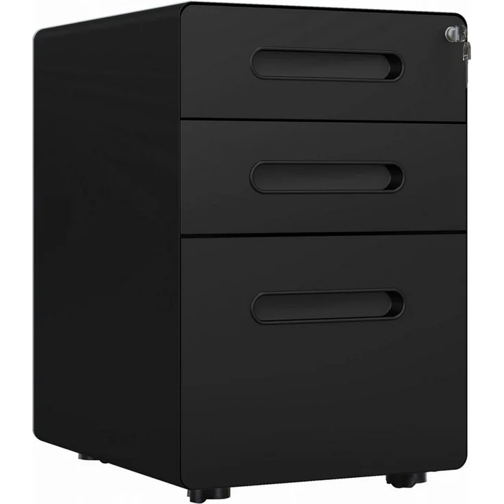 Vinsetto Rollcontainer Bürocontainer mit 3 Schubladen, (Büroschrank, 1 St, Aktenschrank), Stahl, Schwarz, 39 x 48 x 59 cm – Bild 5