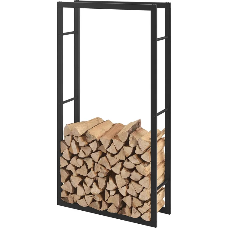 Kaminholzregal Täby Stahl 80x25x150 cm Schwarz [en. casa]