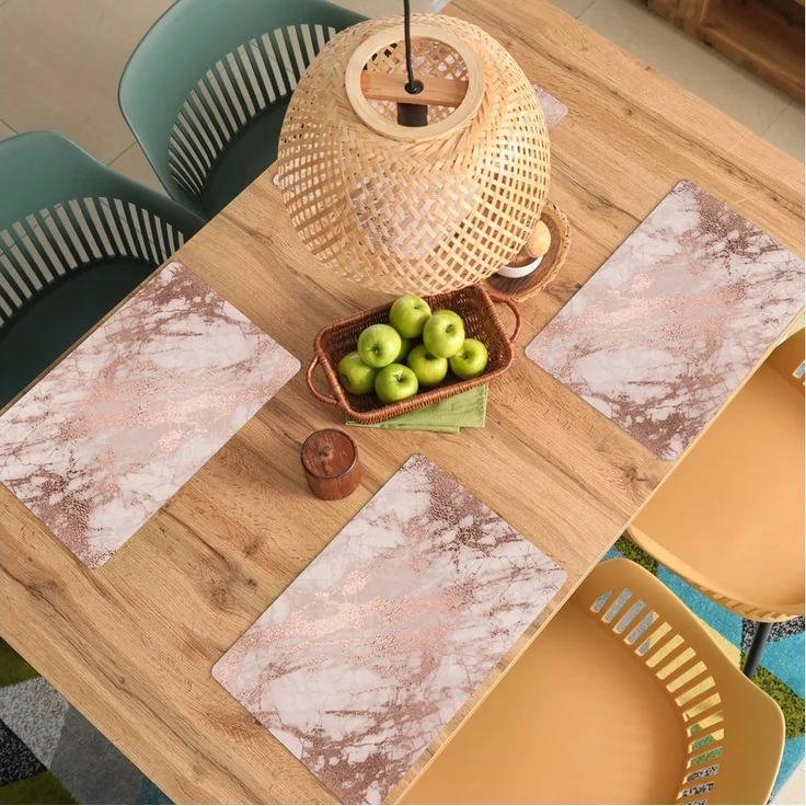 MuchoWow Platzset Marmor - Rosa - Luxus - Marmoroptik/print - Glitzer - Design, (6-St), Platzsets, Tischset, Abwaschbar, Tischsets, Platzdeckchen – Bild 2