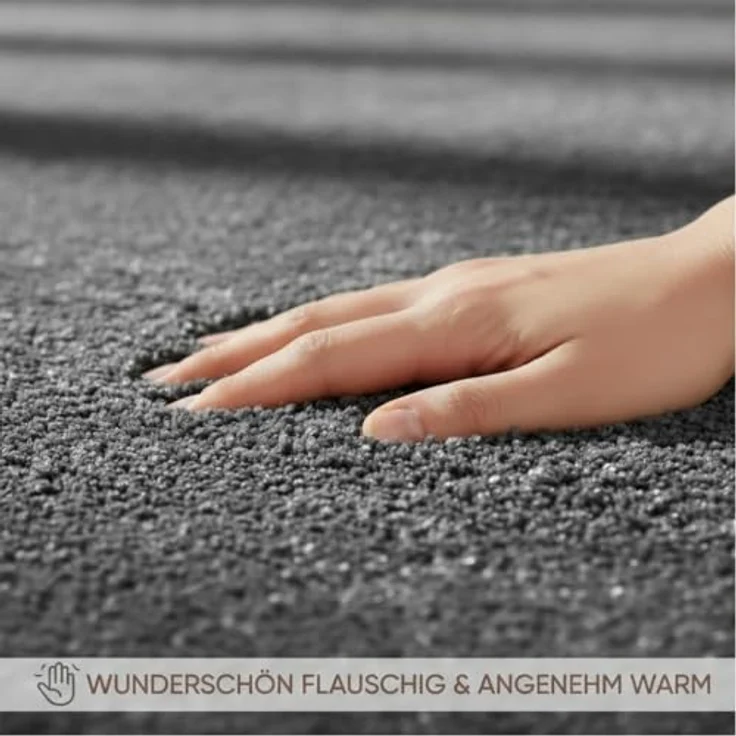 Jimri Moderner Teppich Wohnzimmer – Weich, Strapazierfähig & Pflegeleicht – Einfarbig Grau, Rund & Rechteckig – Hochwertige Verarbeitung – Oeko-TEX Zertifiziert – Grau, Läufer 80x250 cm – Bild 7