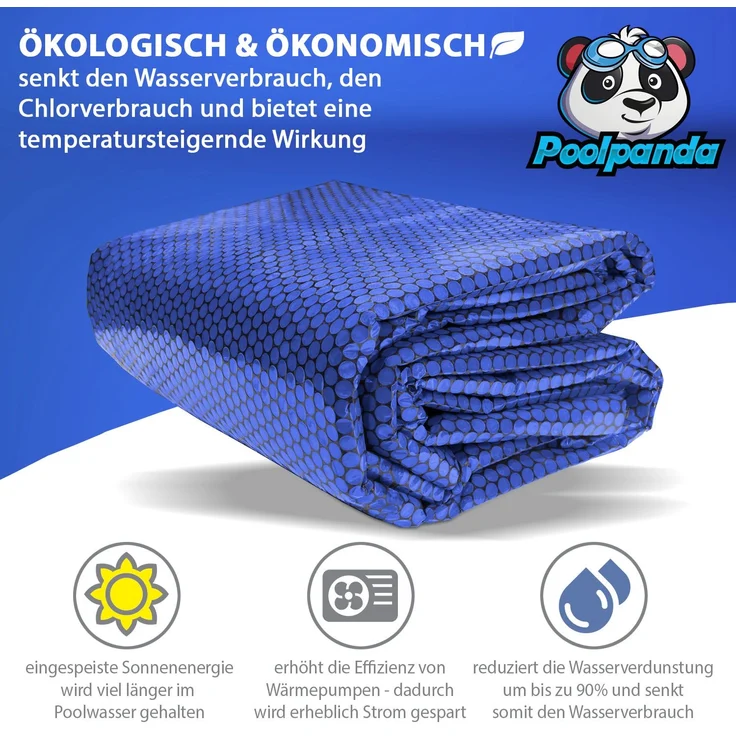 Poolpanda Pool Solarfolie Ø 366 cm Elite rund | 400 my | schwarz/blau | 15 mm Luftblasen – Bild 2