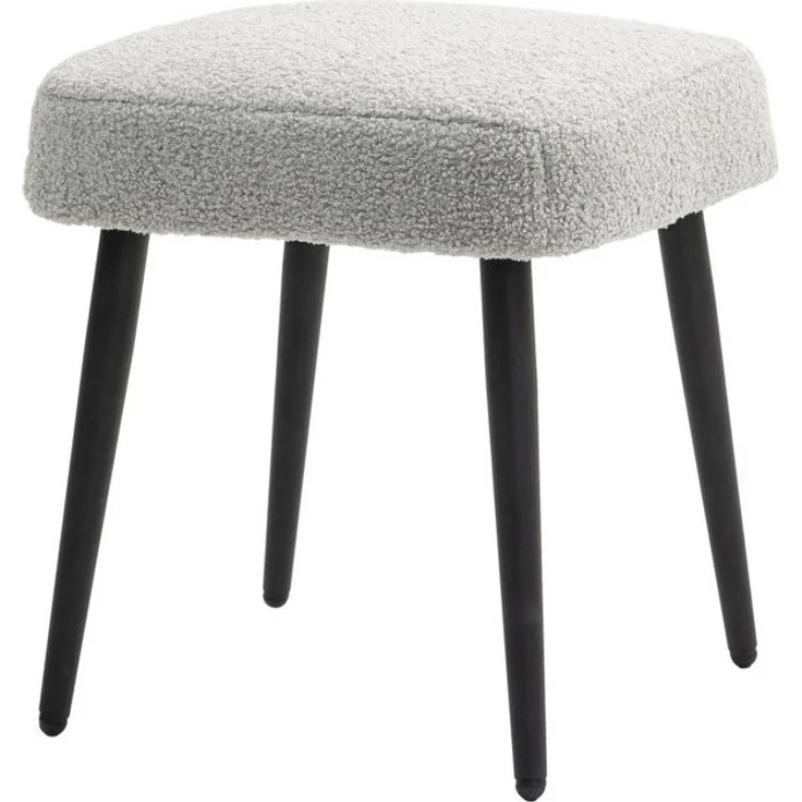 HOMCOM Fußhocker Schminkhocker Fußstütze mit Kaschmir-Optik (Hocker, 1 St, Sitzhocker), für Schlafzimmer, Stahlbeine, Hellgrau – Bild 4