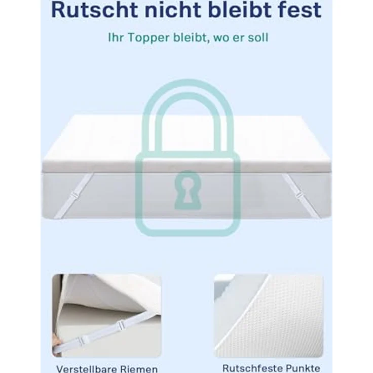 Newentor® Matratzen Topper 180x200 cm H2 H3, Matratzentopper 180x200 Schlafsofa Bett Gelschaum, Mattress Topper 180x200 Boxspringbett Öko-Tex Zertifiziert Gel Bezug Kaltschaum 7CM Höhe – Bild 8