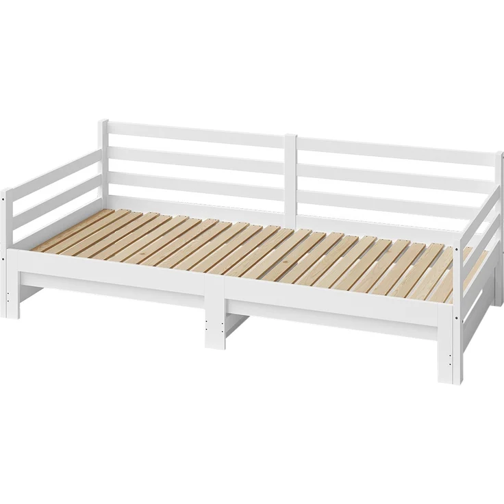 Bellamio 'Ayr' Tagesbett inkl. Lattenrost, 90x200/180x200 cm, Massivholz Kiefer, weiß, mit ausziehbarem Gästebett – Bild 10