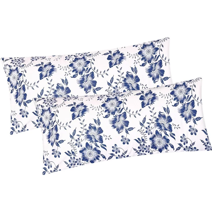 Heubergshop Kissenbezug, (2 Stück), 2er Set 40x80 cm 100% Baumwolle Blumen (EW-Blumen-Weiß-40x80)