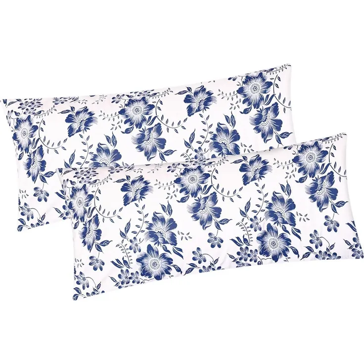 Heubergshop Kissenbezug, (2 Stück), 2er Set 40x80 cm 100% Baumwolle Blumen (EW-Blumen-Weiß-40x80)