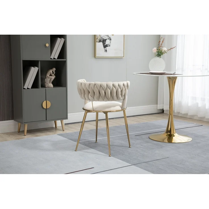 LVHOM Esszimmerstuhl Luxuriöse Samt-Stühle 2er-/4er-/6er-Set mit Rückenlehne & Metallbeine (Goldene Stuhlbeine & Rahmen, Geflochtener Stil, mehrere Farboptionen, 6 St), für höchsten Komfort und stilvolles Design für Ihr Zuhause – Bild 2