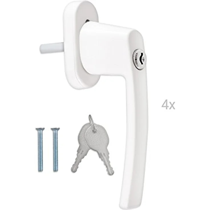 kwmobile Möbelgriff Fenstergriff Aluminium abschließbar 4x Stiftlänge 35mm weiß RAL 9016 (4-St) – Bild 4