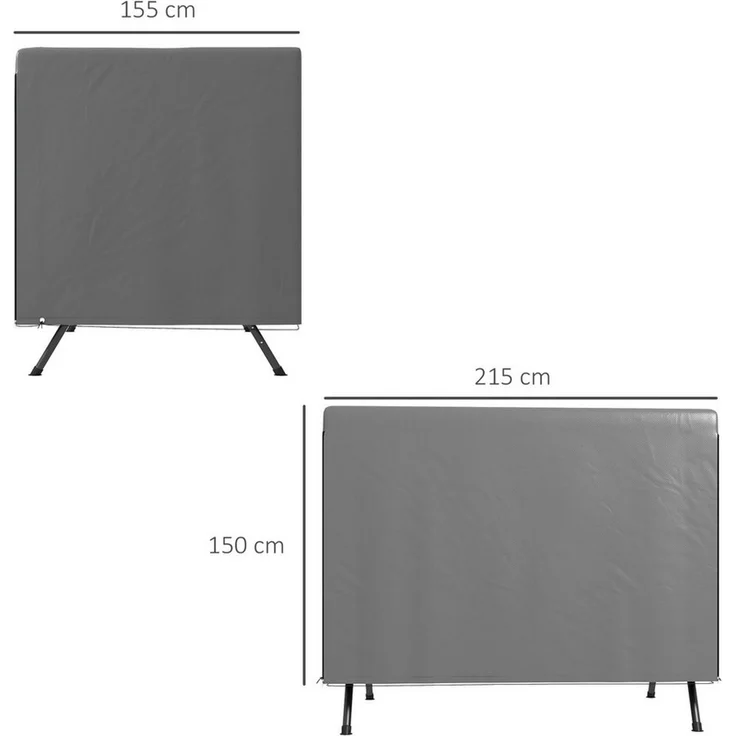Outsunny Gartenmöbel-Schutzhülle mit Reißverschluss (Hollywoodschaukel Abdeckung, 1-St, Abdeckplane), für Gartenmöbel, Hängesessel, 215 x 155 x 150 cm Dunkelgrau – Bild 2