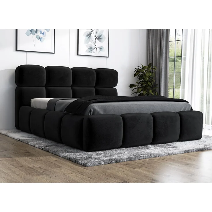 Polsterbett MONAKO 120x200 ohne Matratze mit Bettkasten und Lattenrost. Farbe: Schwarz 20 – Bild 1