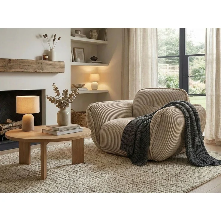 TRENDMANUFAKTUR Sessel Be Fluffy, mit Rundumbezug, moderner breiter Kedernaht, mit softem Sitzkomfort, in hochwertigem Breitcord mit weicher Haptik – Bild 1