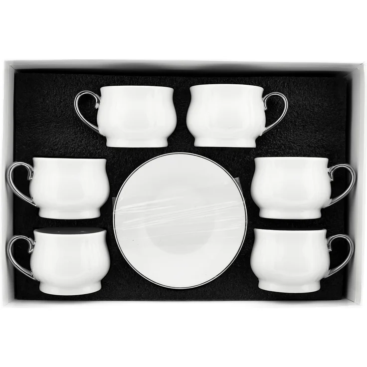 Edles Mokkatassen-Set aus feinem Porzellan 100ml – stilvoll & zeitlos Silber – Bild 4