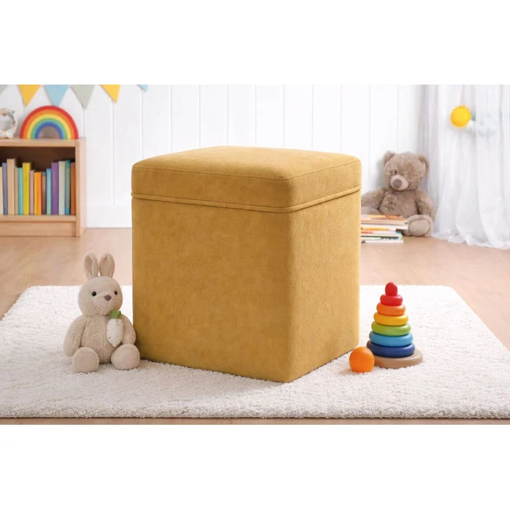 Hanah Home 'Oliver - Mustard' Pouffe, Senf, 46 x 43 x 46 cm – Bild 1