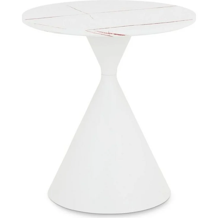 IDIMEX Couchtisch ISOMA, runder Beistelltisch Ø50cm Holzoptik & Metallgestell modern Weiß – Bild 4