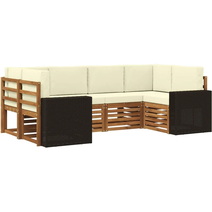 vidaXL Outdoor-Sofagarnitur 6 stk. 6-Sitzer Natur und Creme 3384781 – Bild 2