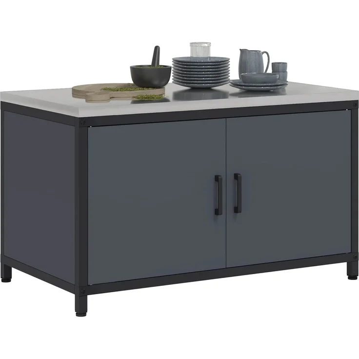 vidaXL Küchenaufbewahrung mit Regal Anthrazit 60 x 50 x 92 cm Stahl 874998 – Bild 2